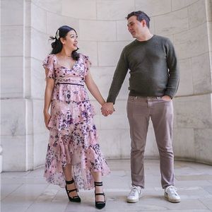 Marchesa Notte pink floral maxi dress